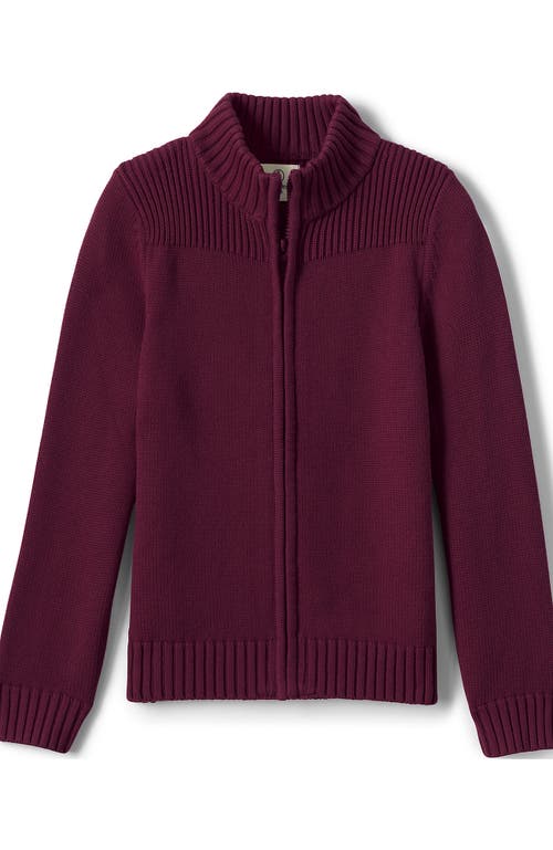 Shop Lands' End School Uniform Boys Cotton Modal Zip Front Cardigan Sweater In Burgundy