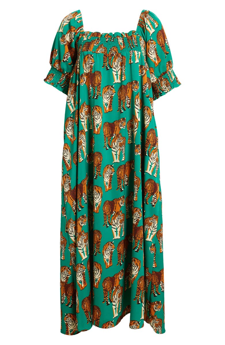 Dressed in Lala Tiger Print Smocked Maxi Dress Nordstrom
