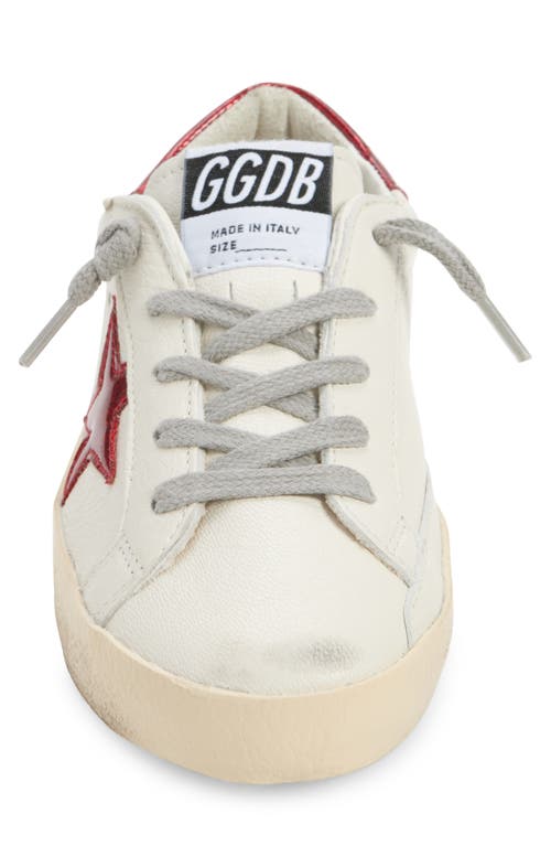 Shop Golden Goose Kids' Super-star Low Top Sneaker In White/red