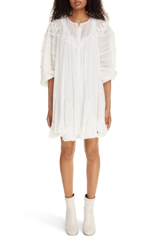Isabel Marant Gyliane Long Sleeve Lace Cotton & Silk Dress White at Nordstrom, Us