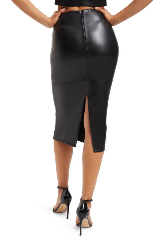 Good American Better Than Faux Leather Midi Pencil Skirt In Black001