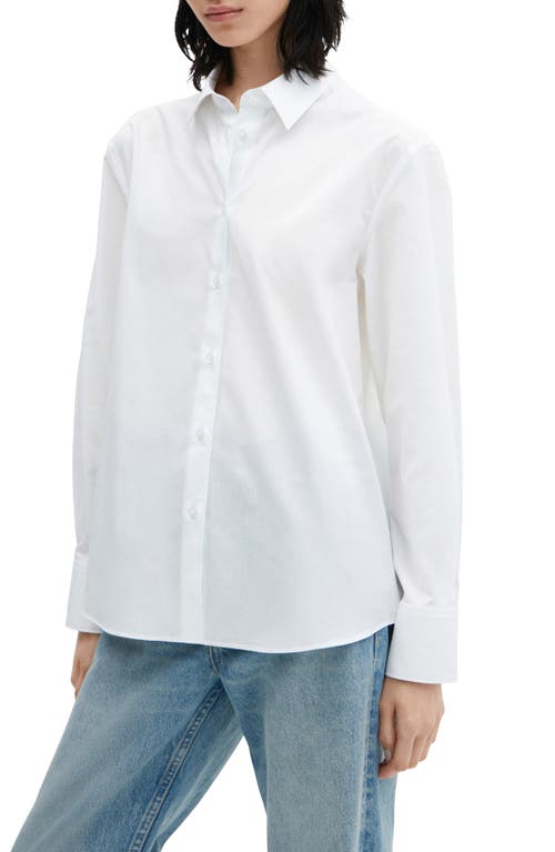 MANGO Oversize Cotton Button-Up Shirt Off White at Nordstrom,