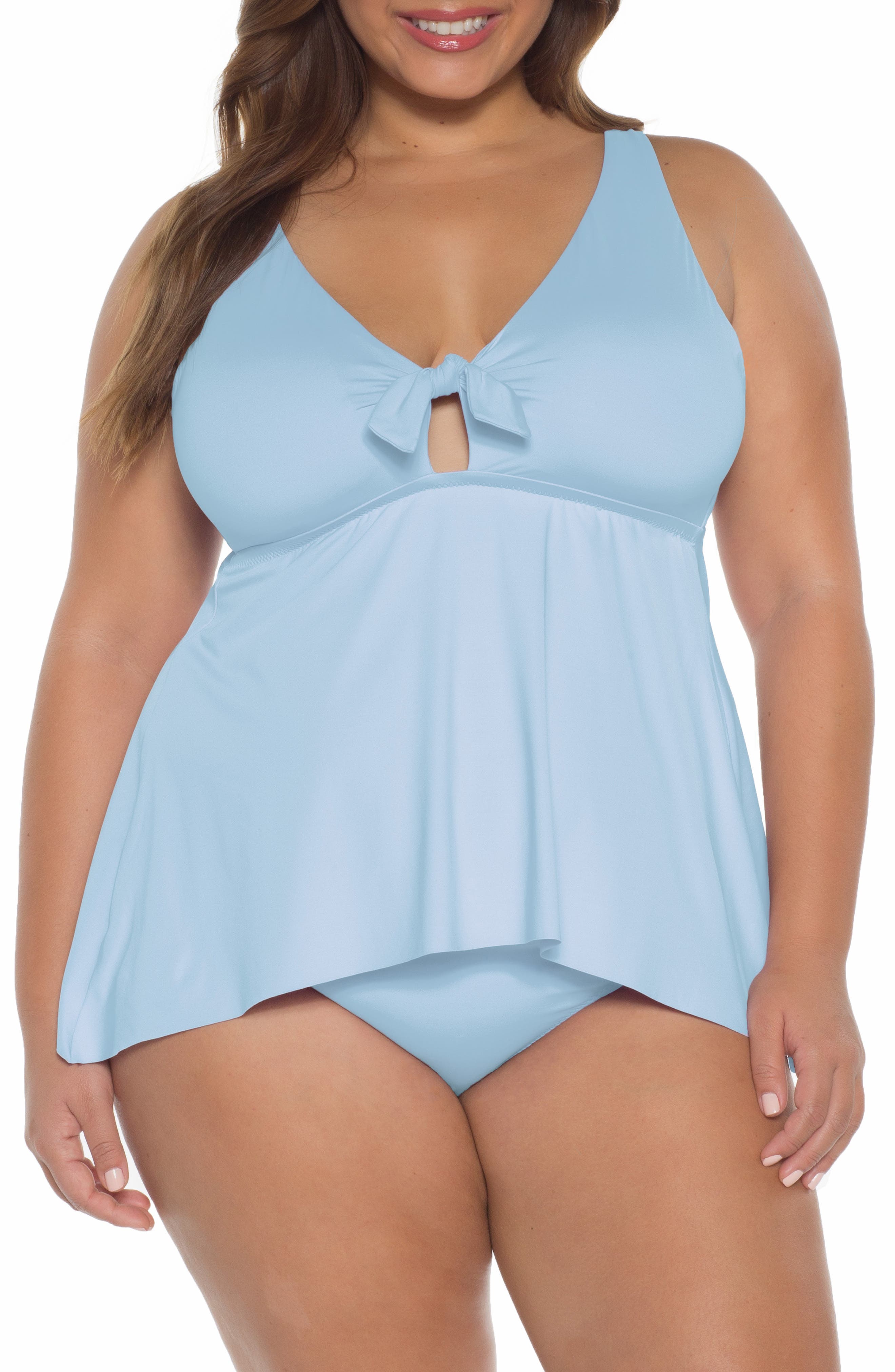 Plus Size Becca Etc. Color Code Tankini Top, Blue