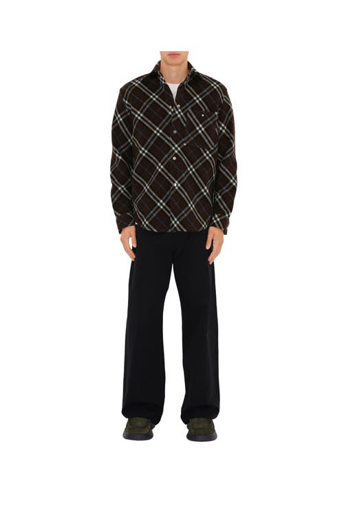 Shop Burberry Check Wool Shirt In Snug