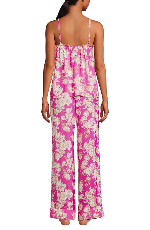 Shop Lands' End Hammered Satin 2 Piece Pajama Set In Bright Orchid Linework Floral