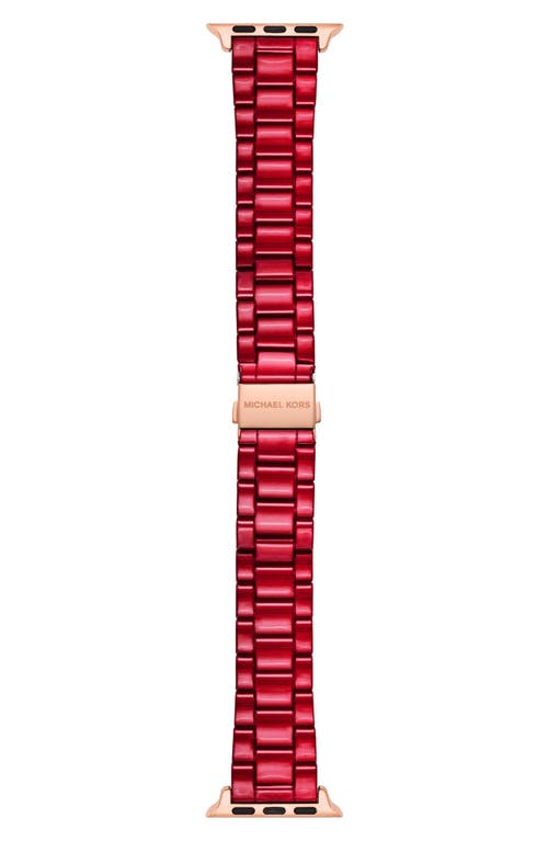 Michael Kors Red & Rose Goldtone Stainless Steel 20mm Apple Watch® Bracelet Watchband in Red Coated W/Rg