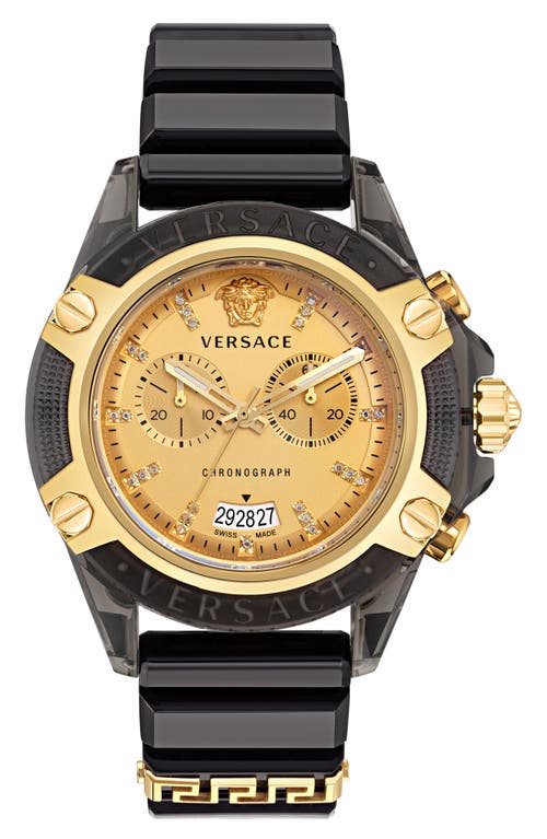 Versace Icon Active Silicone Strap Watch, 44mm in Transparent Black at Nordstrom