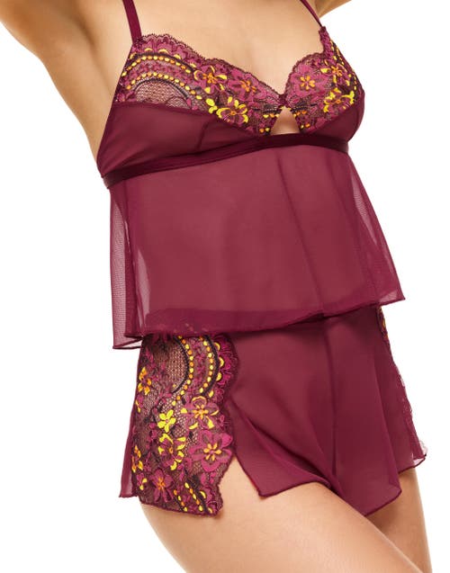 Adore Me Blake Camisole & Shorts Set Lingerie In Floral Red