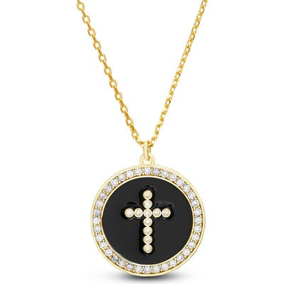 Lesa Michele Pave Halo Pendant Necklace