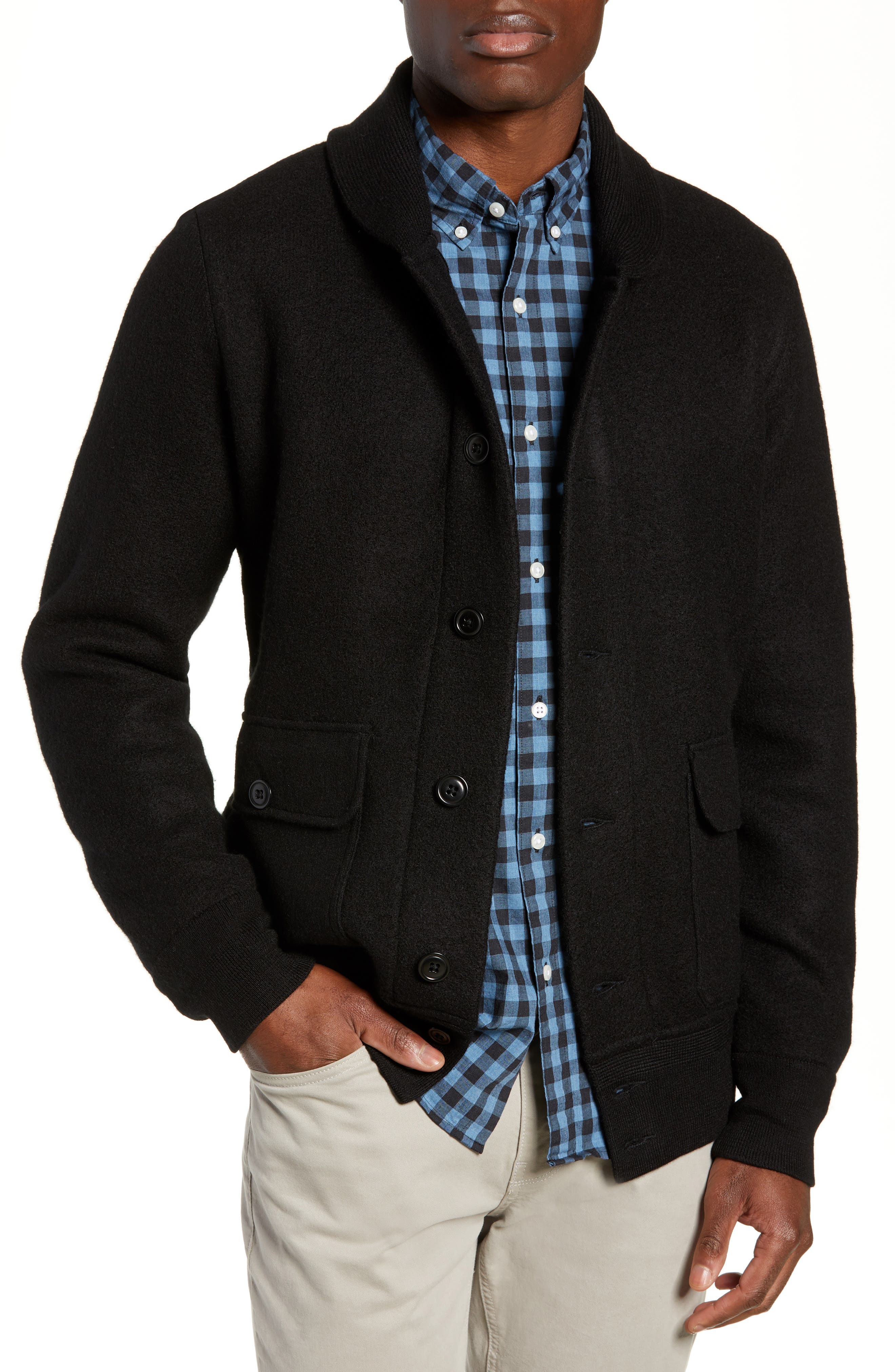 J Crew Wallace Barnes Felted Shawl Collar Merino Wool Cardigan
