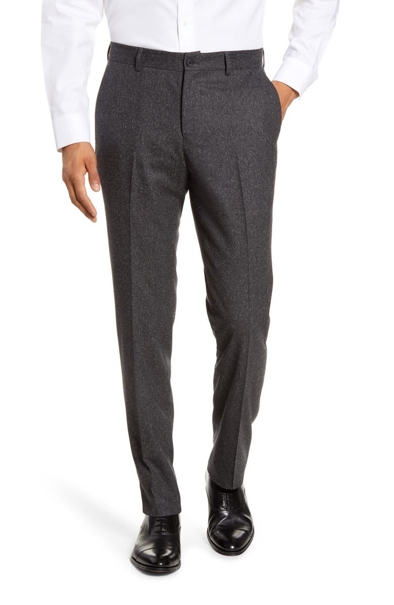 Nordstrom Signature Flat Front Solid Wool & Silk Dress Pants | Nordstrom