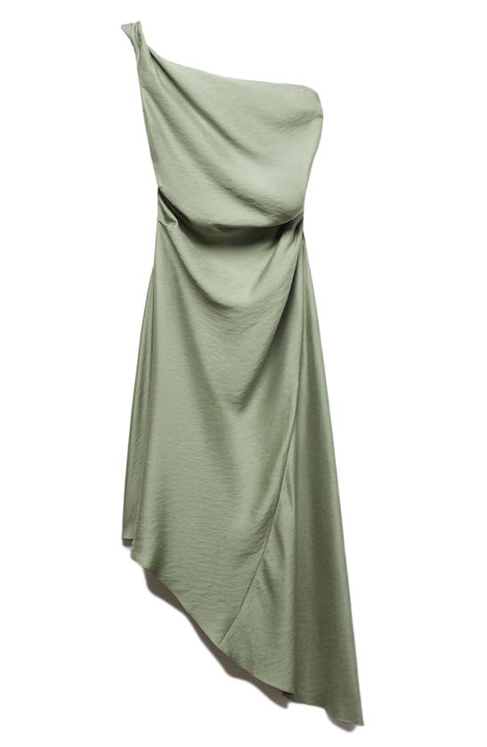 MANGO MANGO LAILA DRAPED ONE-SHOULDER MIDI DRESS
