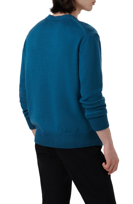 Bugatchi Embroidered Merino Wool Crewneck Sweater In Cobalt