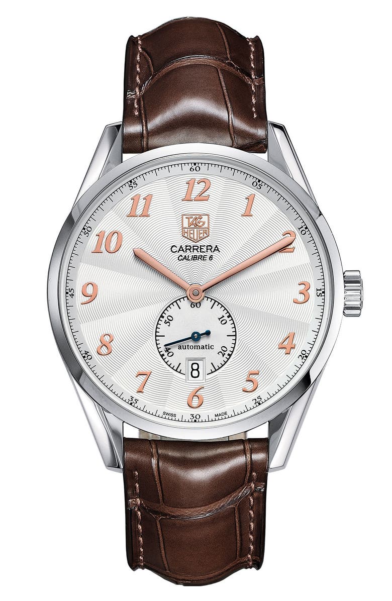TAG Heuer 'Carrera Heritage' Automatic Alligator Strap Watch | Nordstrom