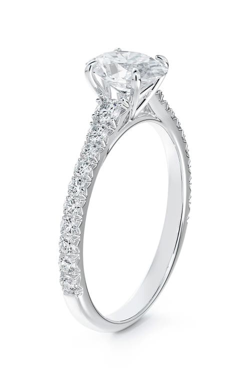 De Beers Forevermark Icon&trade; Setting Oval Diamond Engagement Ring with Diamond Band in Platinum-D0.70Ct
