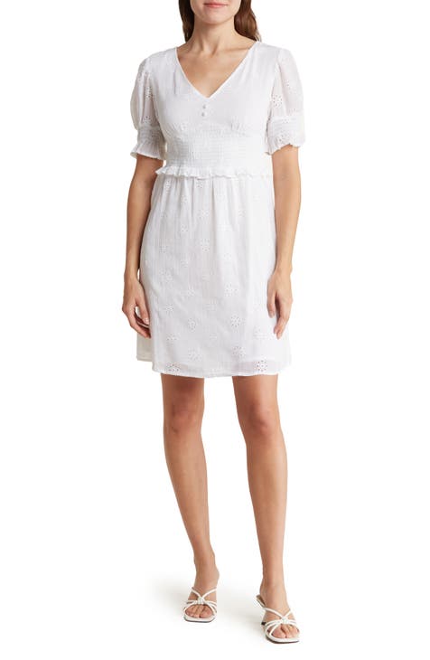 Eyelet Puff Sleeve Dress