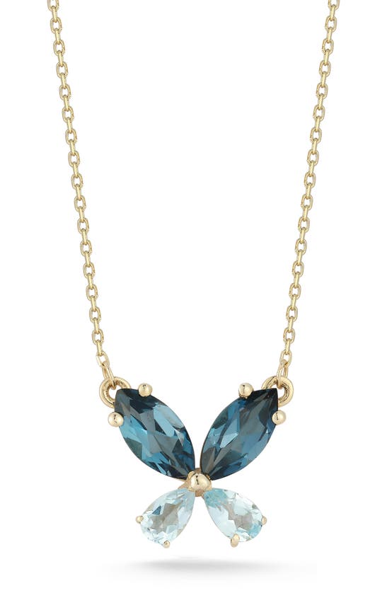 Ember Fine Jewelry 14k Gold Butterfly Pendant Necklace In Gold/blue