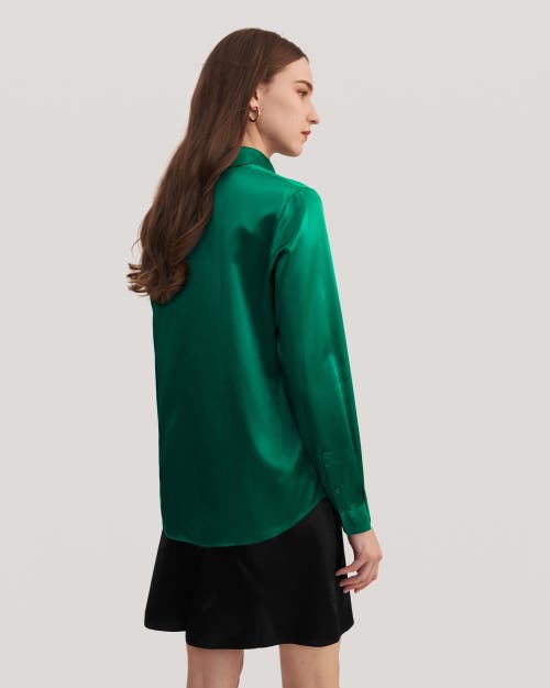 Lilysilk Basic Concealed Placket Silk Shirt In Green Jade