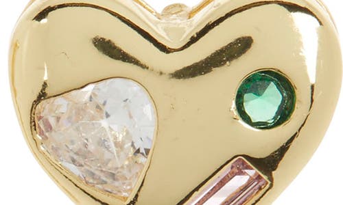 Eye Candy Los Angeles Two-tone Heart Mismatched Earrings In Gold