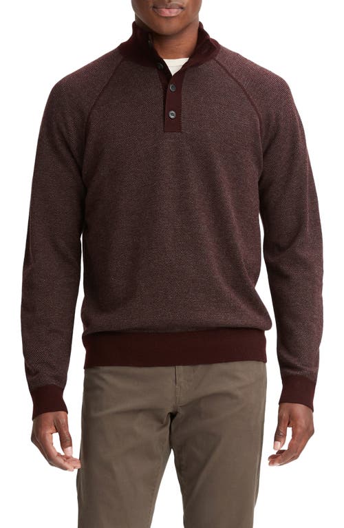 Vince Birdseye Jacquard Wool & Cotton Pullover in Pinot Vino/Heather Grey at Nordstrom, Size Xx-Large