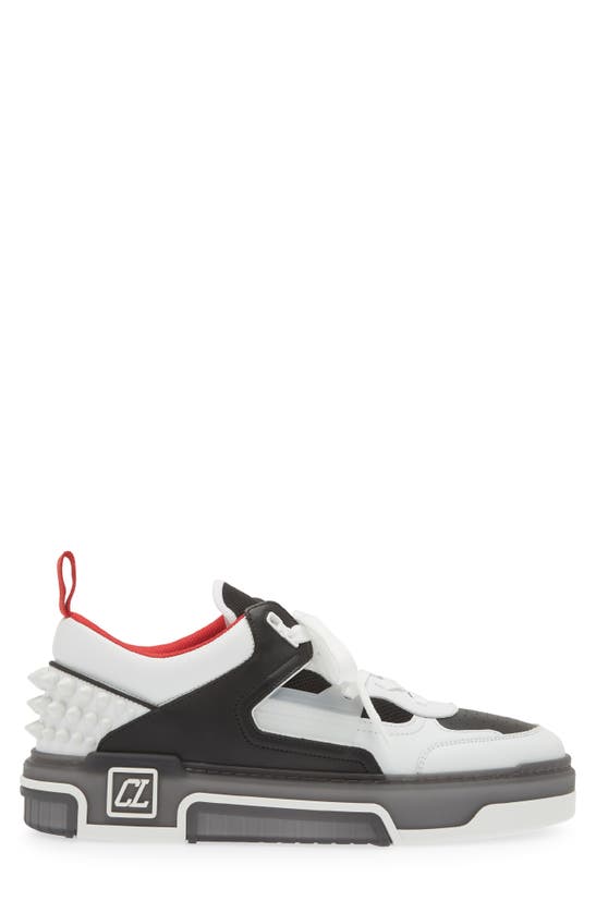 Shop Christian Louboutin Astroloubi Mixed Media Low Top Sneaker In White/ Black