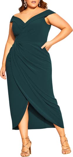 Emerald green plus size on sale gown