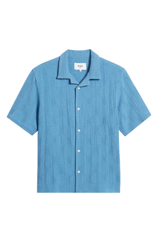 Shop Wax London Didcot Relaxed Fit Patchwork Cotton Camp Shirt In Blue