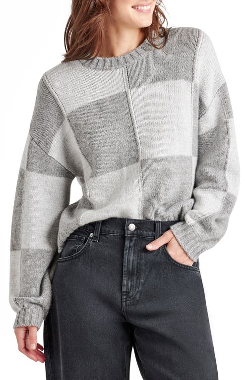 Shop Splendid Kit Check Sweater In Ice Heather Grey/heather Fog