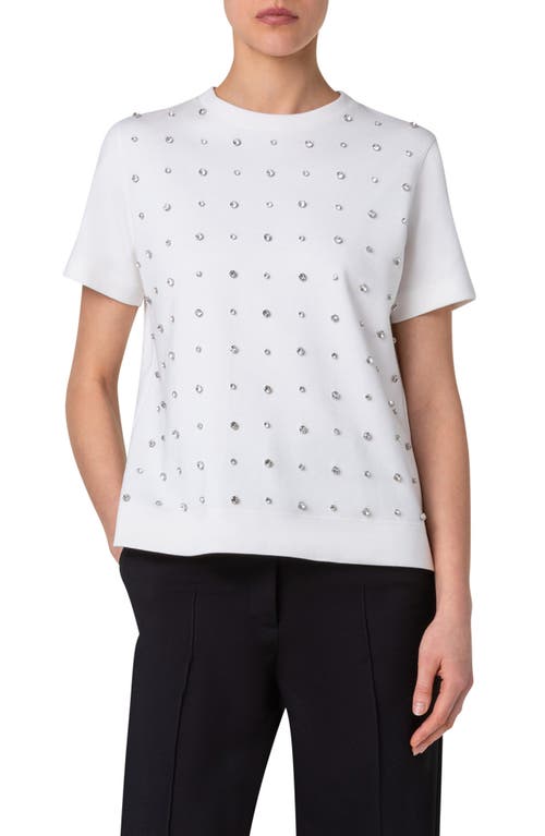 Akris punto Rhinestone Studded T-Shirt Cream at Nordstrom,