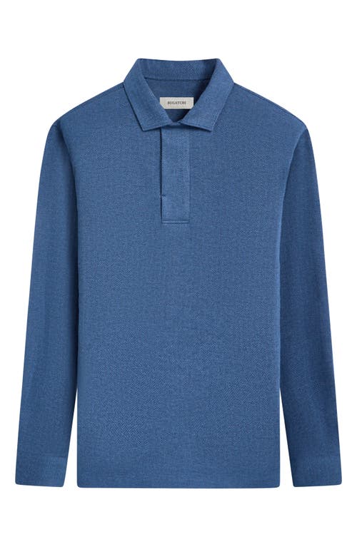 Shop Bugatchi Long Sleeve Cotton Blend Polo In Teal