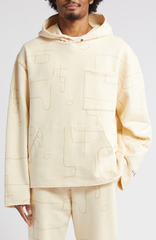 Print French Terry Hoodie in Bone