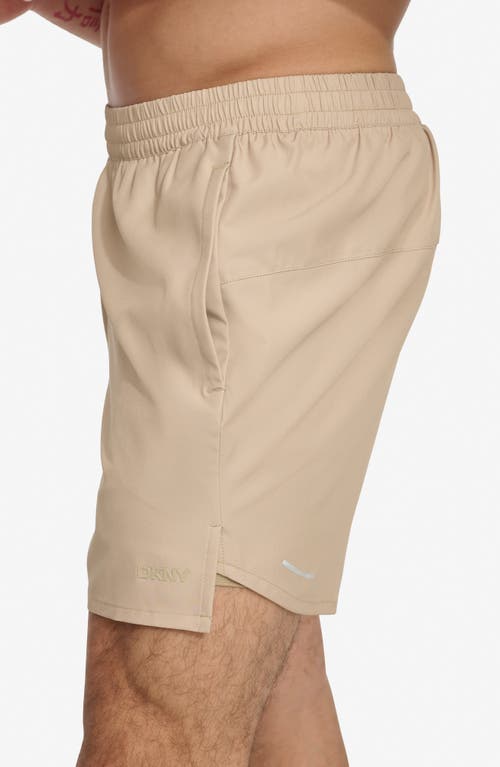 Dkny Men's Stretch Hybrid 5" Volley Shorts In Tan