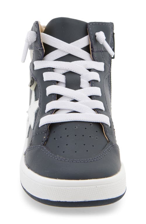 Shop Old Soles Kids' Starling Metallic High Top Sneaker In Navy/gris/snow