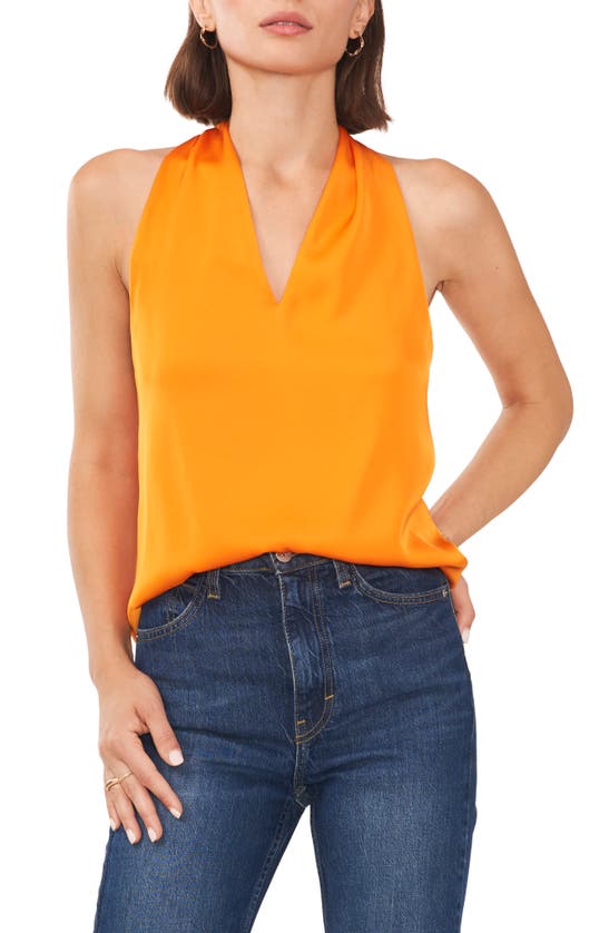 1.state Womens Halter Open Back Tank Top In Russet Orange