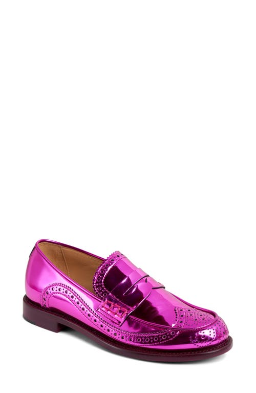 Metallic Penny Loafer in Magenta