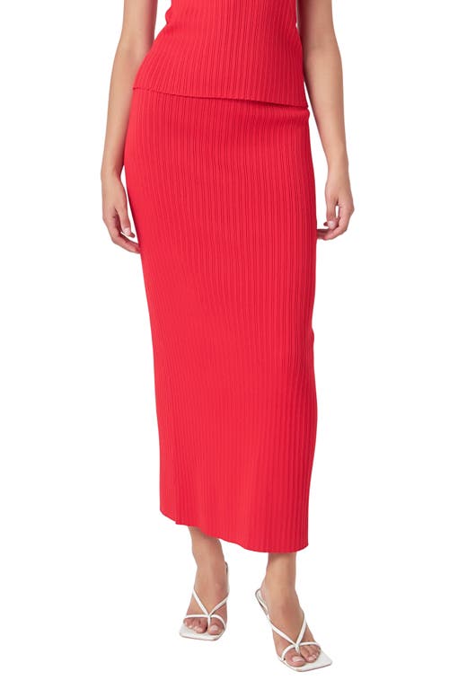 Endless Rose Rib Maxi Skirt In Red
