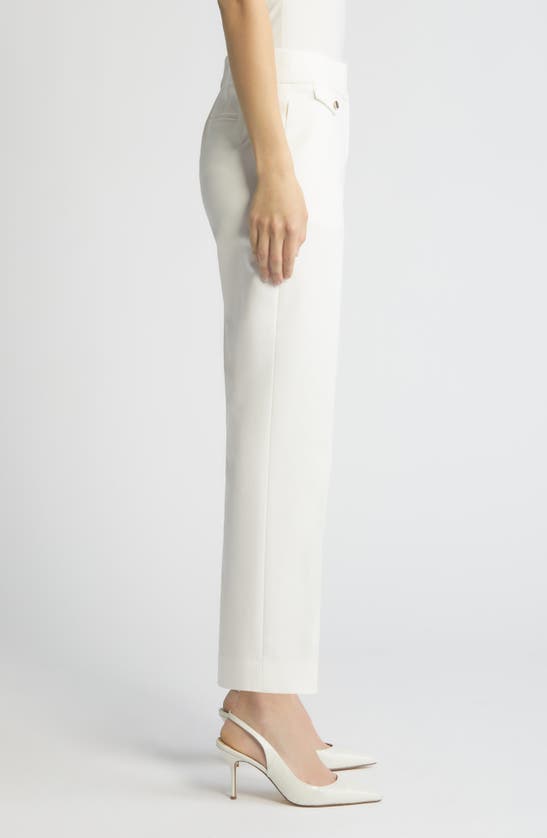 Shop Anne Klein Flat Front Pants In Bright White