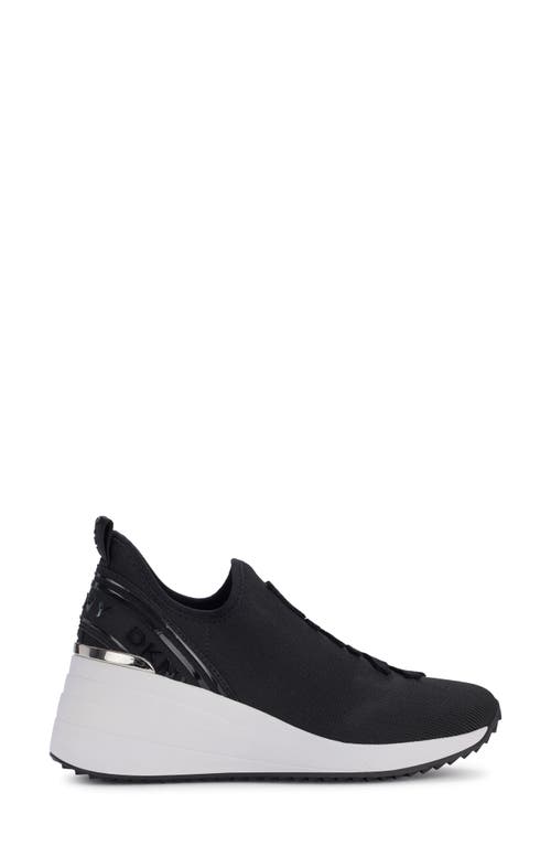 Shop Dkny Keeva Wedge Knit Sneaker In Black