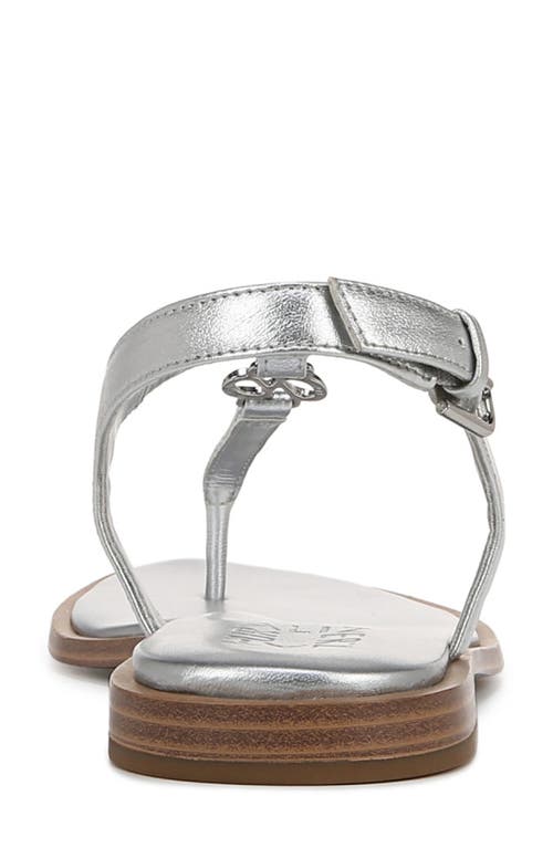 Naturalizer Lizzi T-strap Flat Sandals In Silver