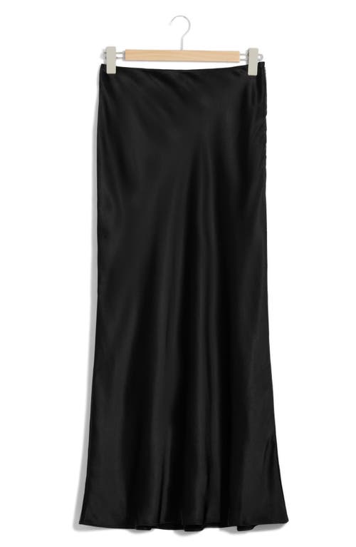 Shop & Other Stories Satin Maxi Skirt In Black Dark