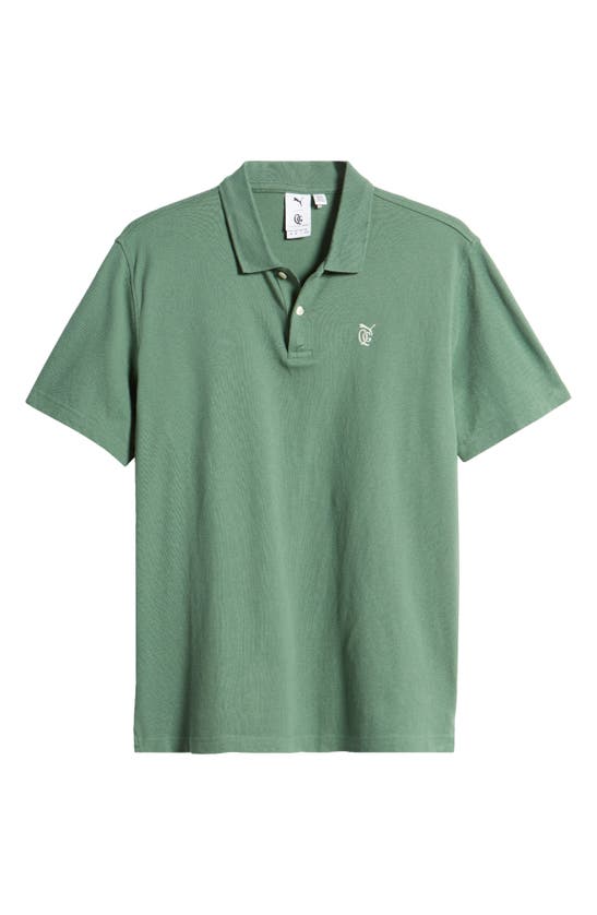 Shop Quiet Golf X Puma Post Round Cotton Golf Polo In Deep Forest