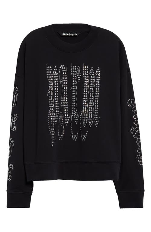 Shop Palm Angels New Gothic Studded Cotton Sweatshirt In Black Silver