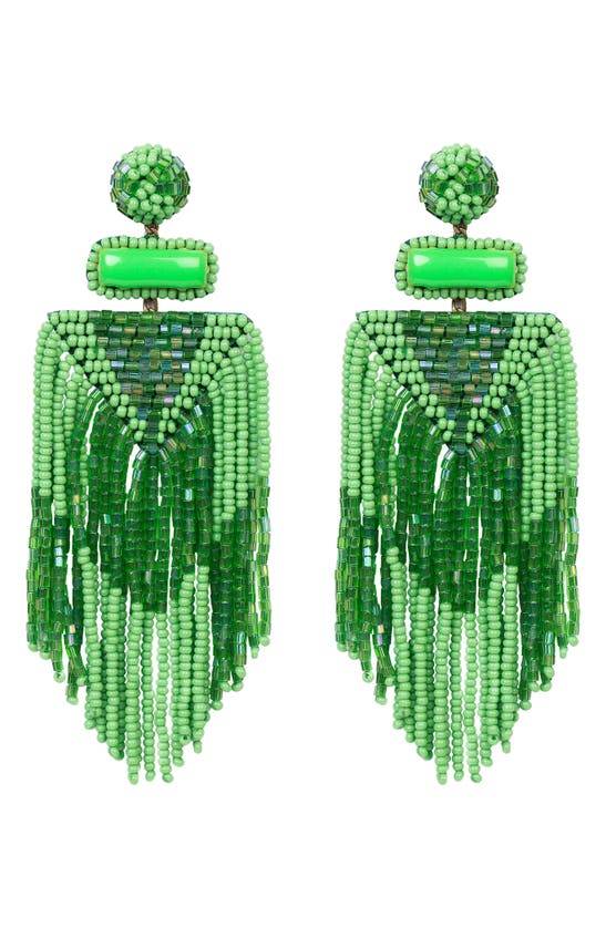 Deepa Gurnani Jody Beaded Tassel Earrings In Green