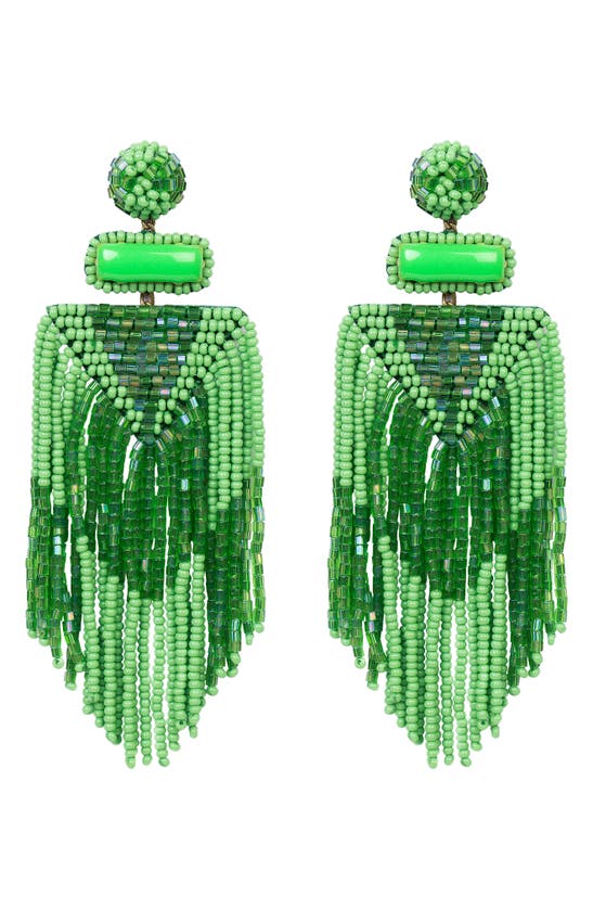 Deepa Gurnani Jody Beaded Tassel Earrings In Green