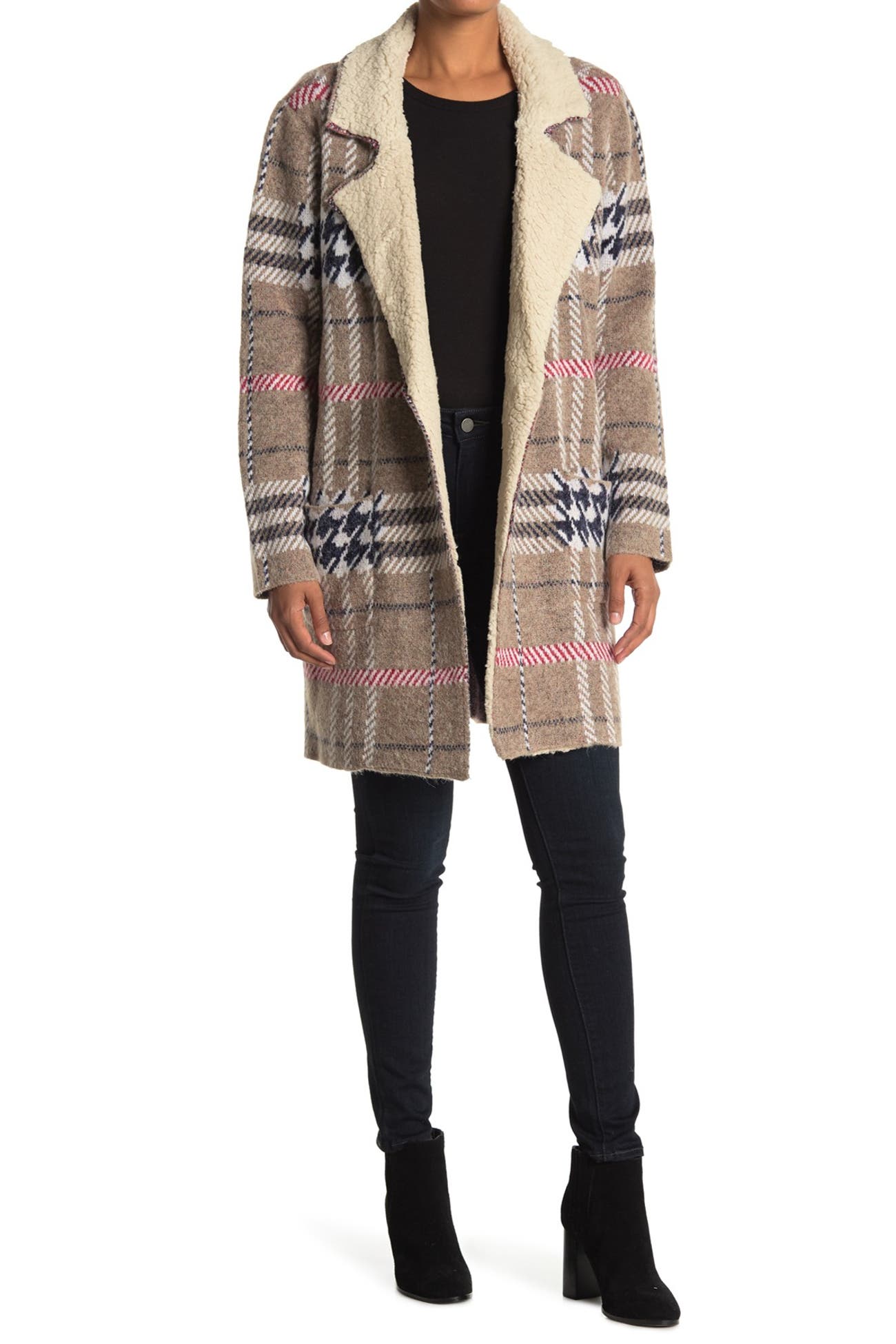Cyrus | Plaid Print Faux Shearling Lined Coat | Nordstrom Rack