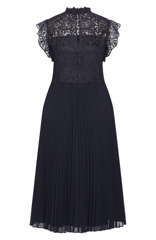 Shop City Chic Livia Lace Yoke Sleeveless Fit & Flare Dress In Navy