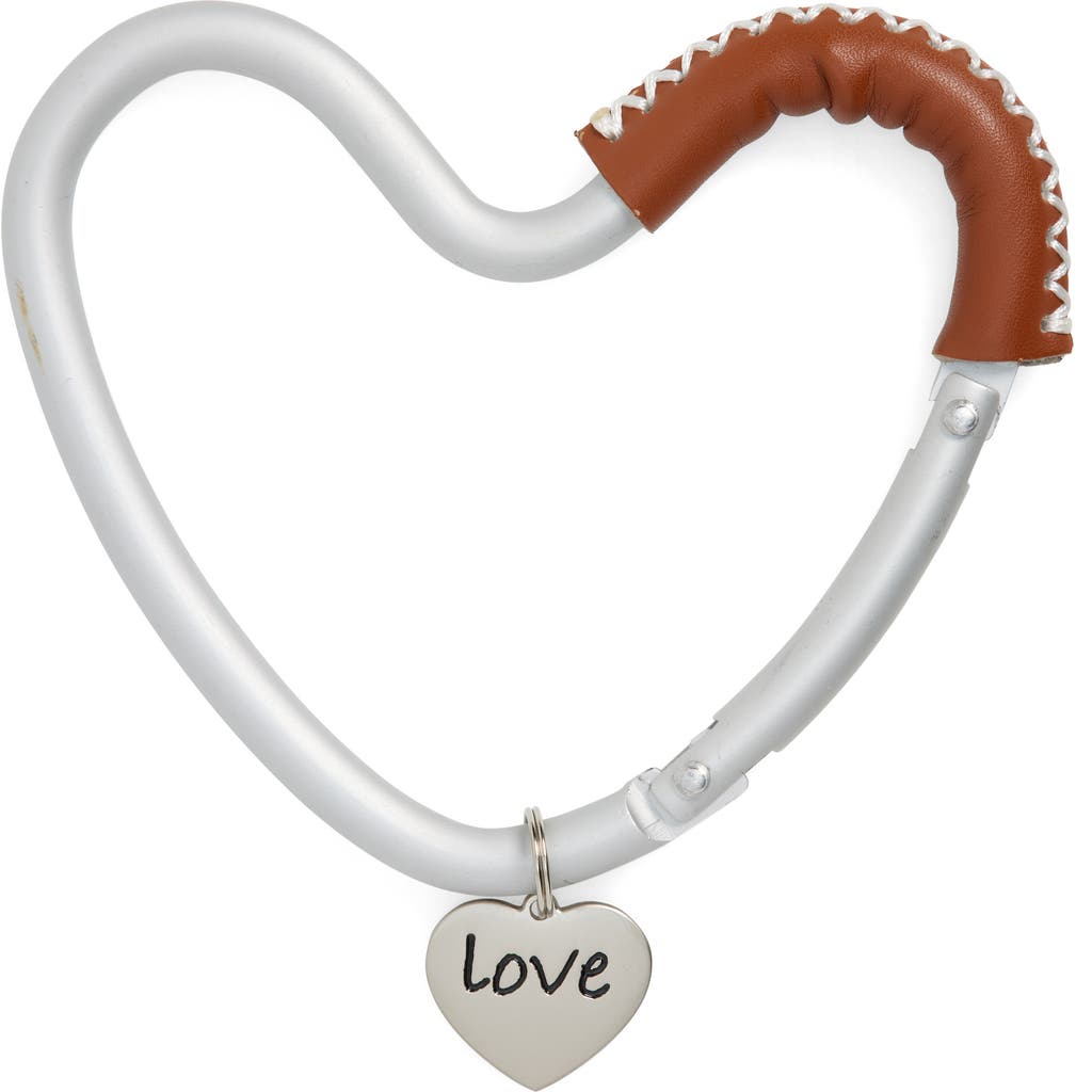 BuggyGear Heart Shaped Stroller Hook in Silver/Brown
