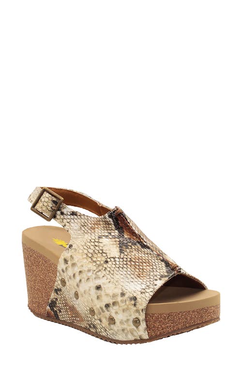 Division Platform Wedge Sandal in Beige Multi