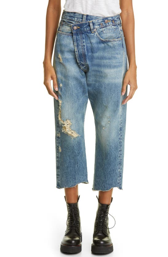 R13 CROSSOVER DISTRESSED JEANS
