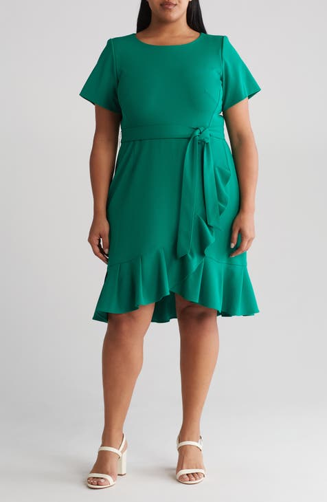 SHOWMALL Plus Size Summer Dress for Women Green Roses 4X Casual